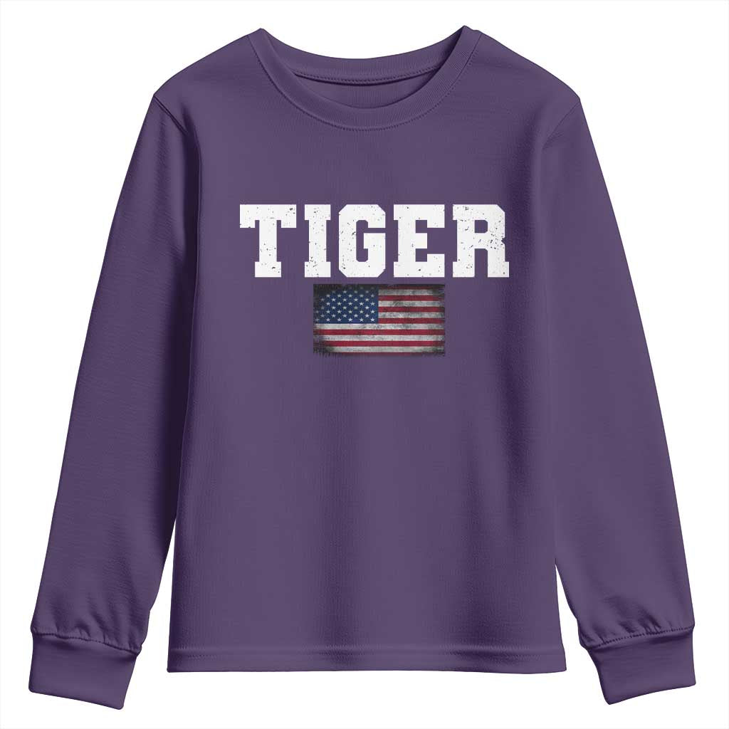 Classic Tiger Youth Sweatshirt Retro Varsity Vintage Sports Team Name USA Flag TS10 Purple Print Your Wear