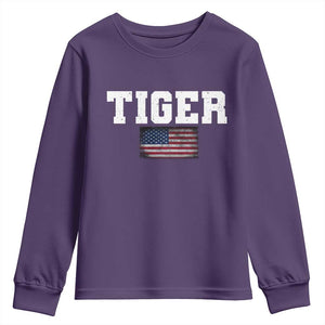 Classic Tiger Youth Sweatshirt Retro Varsity Vintage Sports Team Name USA Flag TS10 Purple Print Your Wear