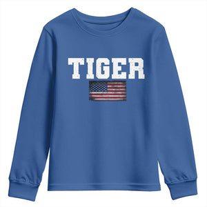 Classic Tiger Youth Sweatshirt Retro Varsity Vintage Sports Team Name USA Flag TS10 Royal Blue Print Your Wear