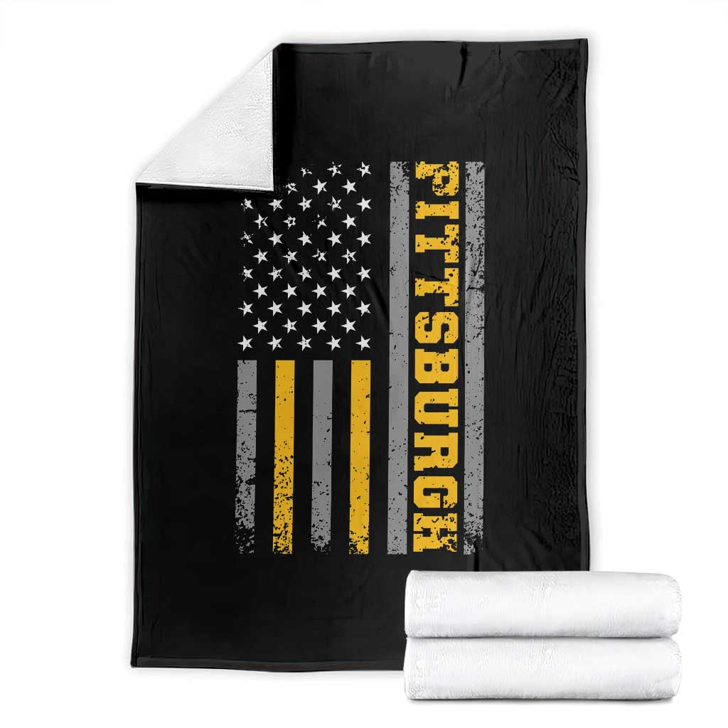 Pittsburgh Throw Blanket Retro Vintage USA Flag Patriotic American TS10 Black Print Your Wear