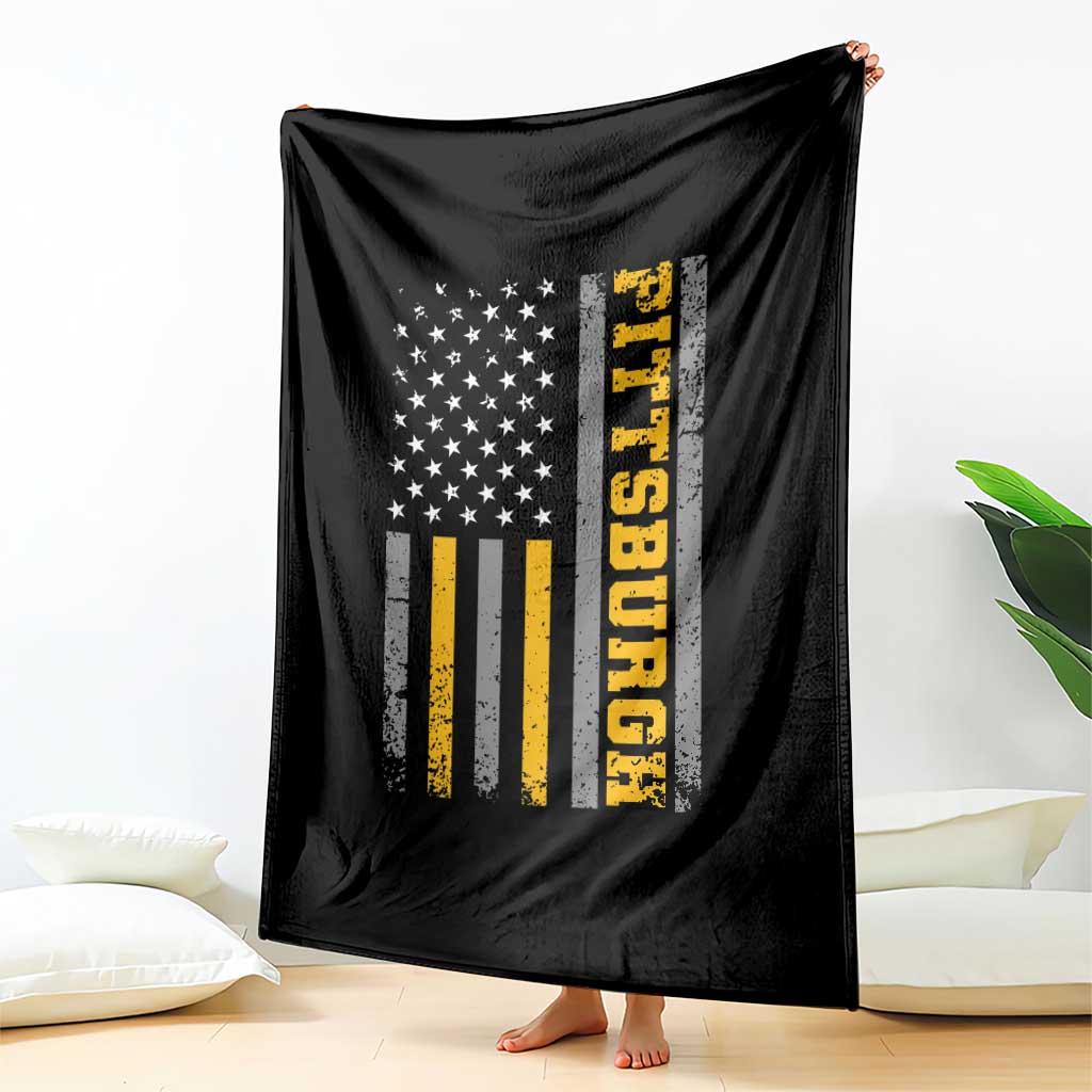 Pittsburgh Throw Blanket Retro Vintage USA Flag Patriotic American TS10 Print Your Wear