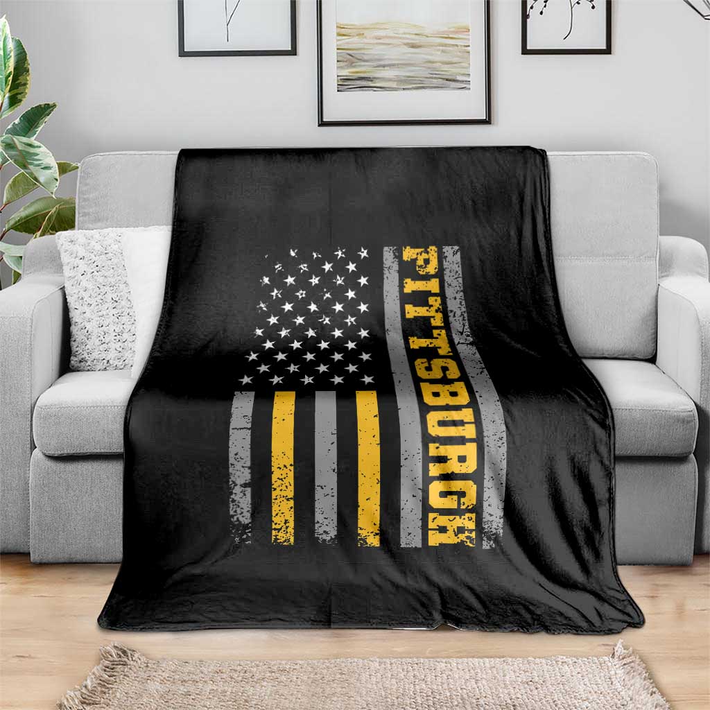 Pittsburgh Throw Blanket Retro Vintage USA Flag Patriotic American TS10 Print Your Wear