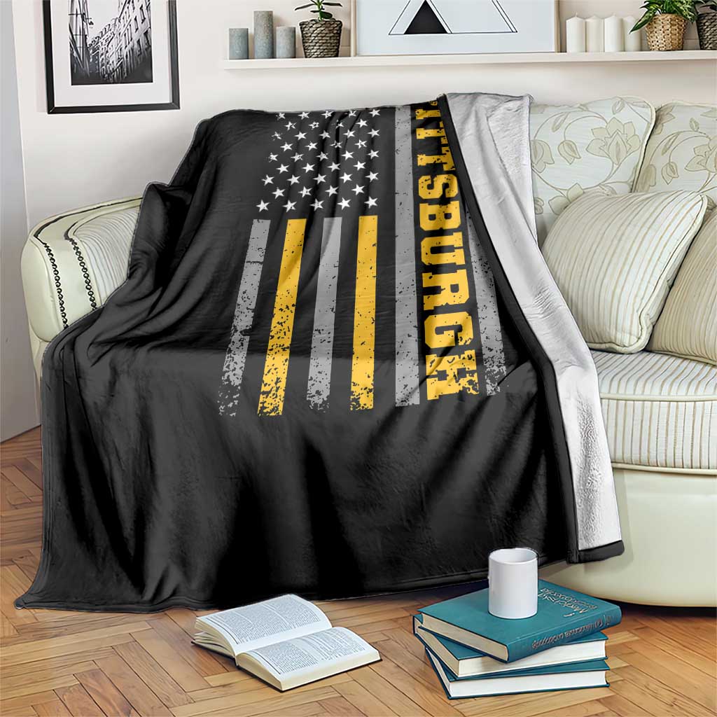 Pittsburgh Throw Blanket Retro Vintage USA Flag Patriotic American TS10 Print Your Wear
