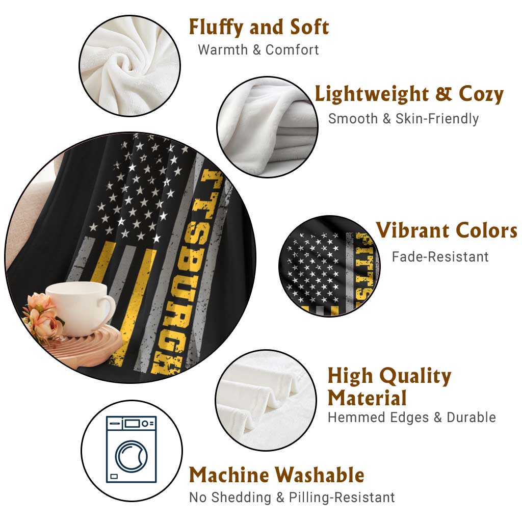 Pittsburgh Throw Blanket Retro Vintage USA Flag Patriotic American TS10 Print Your Wear