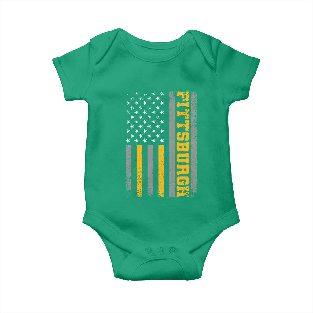 PFS Game Day Baby Onesie Retro Vintage USA Flag Patriotic American TS10 Irish Green Print Your Wear