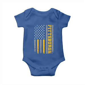 Pittsburgh Baby Onesie Retro Vintage USA Flag Patriotic American TS10 Royal Blue Print Your Wear