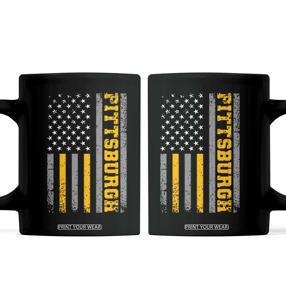 Pittsburgh Coffee Mug Retro Vintage USA Flag Patriotic American TS10 Black Print Your Wear