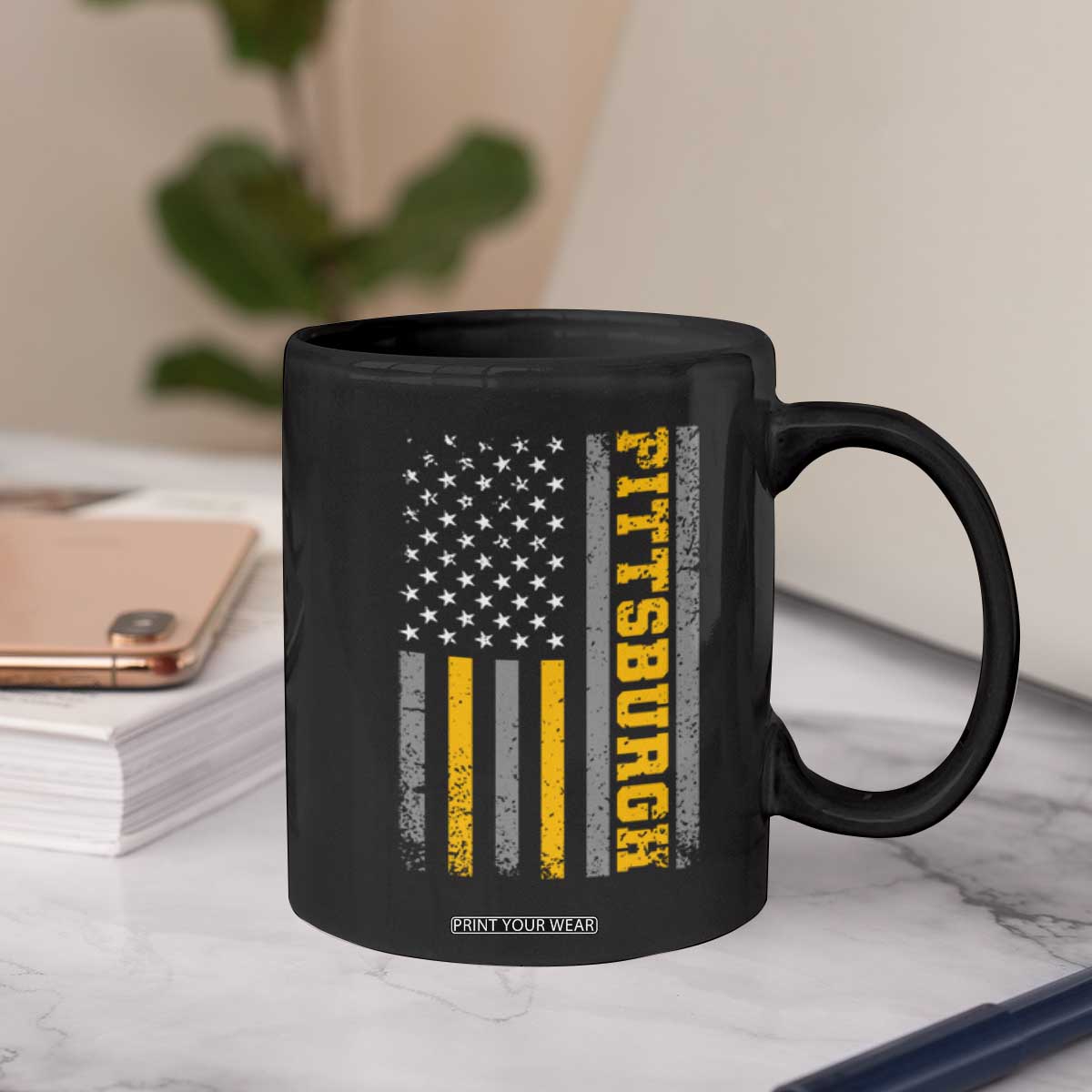 Pittsburgh Coffee Mug Retro Vintage USA Flag Patriotic American TS10 Print Your Wear