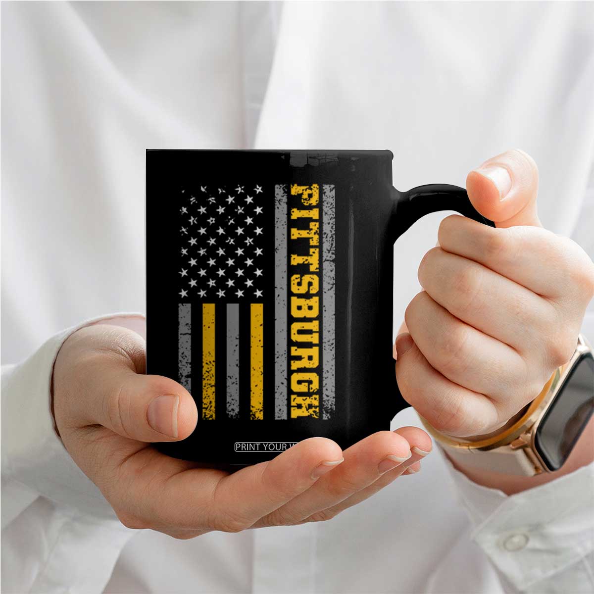 Pittsburgh Coffee Mug Retro Vintage USA Flag Patriotic American TS10 Print Your Wear