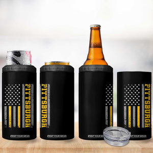 Pittsburgh 4 in 1 Can Cooler Tumbler Retro Vintage USA Flag Patriotic American TS10 Print Your Wear