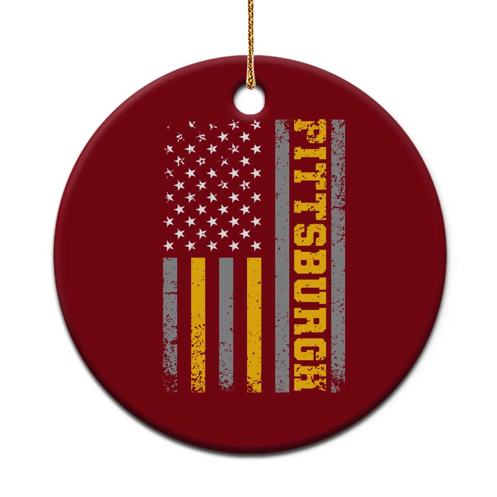 Pittsburgh Ceramic Ornament Retro Vintage USA Flag Patriotic American TS10 1pc Red Print Your Wear