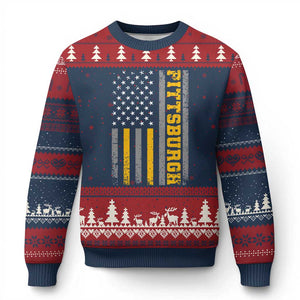 PFS Game Day Ugly Christmas Sweater Retro Vintage USA Flag Patriotic American TS10 Navy Red Print Your Wear