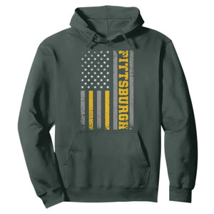 Pittsburgh Hoodie Retro Vintage USA Flag Patriotic American TS10 Dark Forest Green Print Your Wear