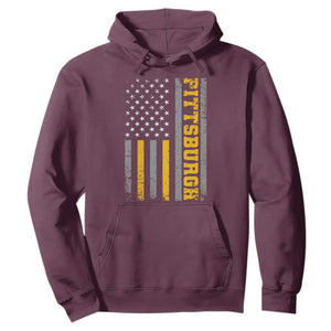 Pittsburgh Hoodie Retro Vintage USA Flag Patriotic American TS10 Maroon Print Your Wear