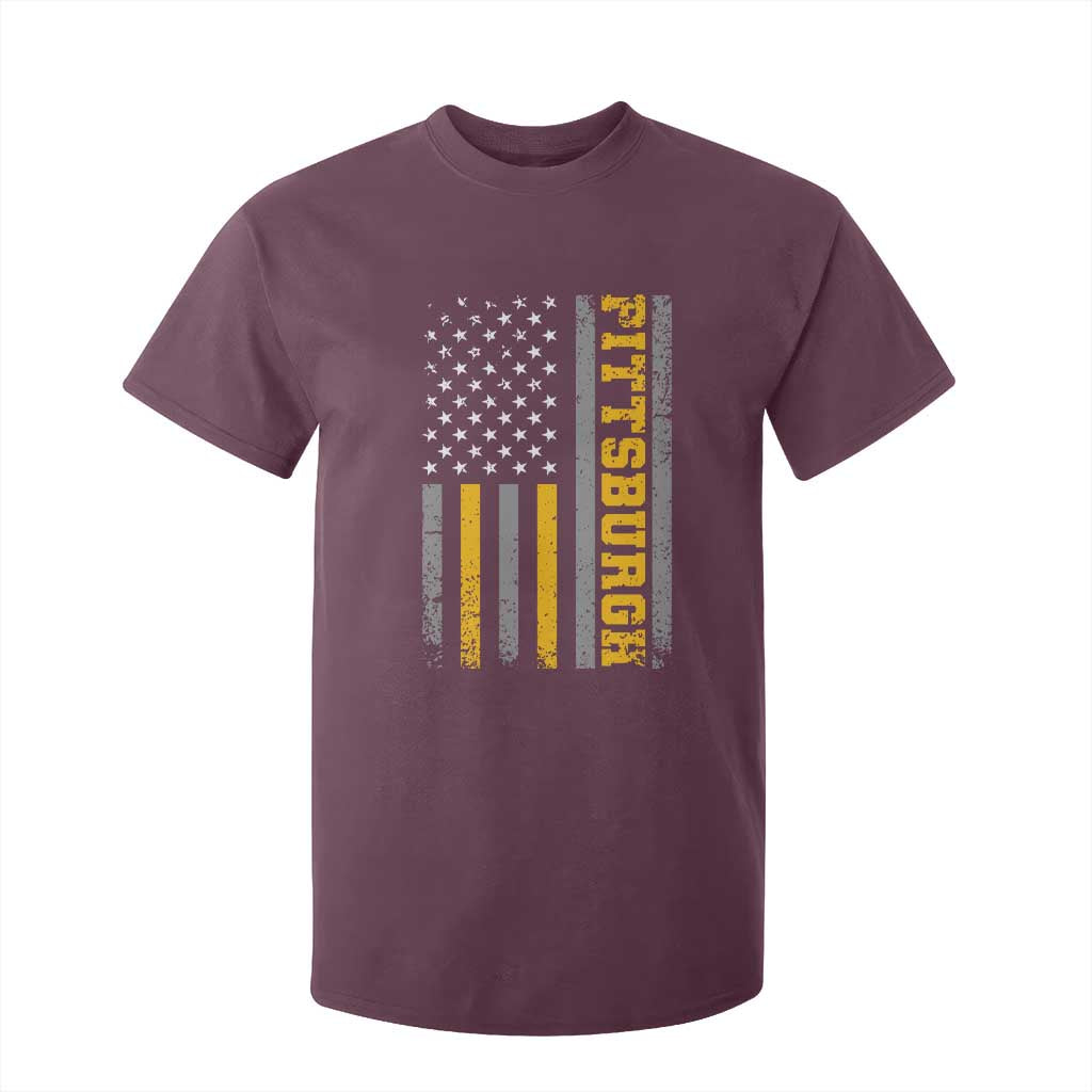 PFS Game Day T Shirt For Kid Retro Vintage USA Flag Patriotic American TS10 Maroon Print Your Wear