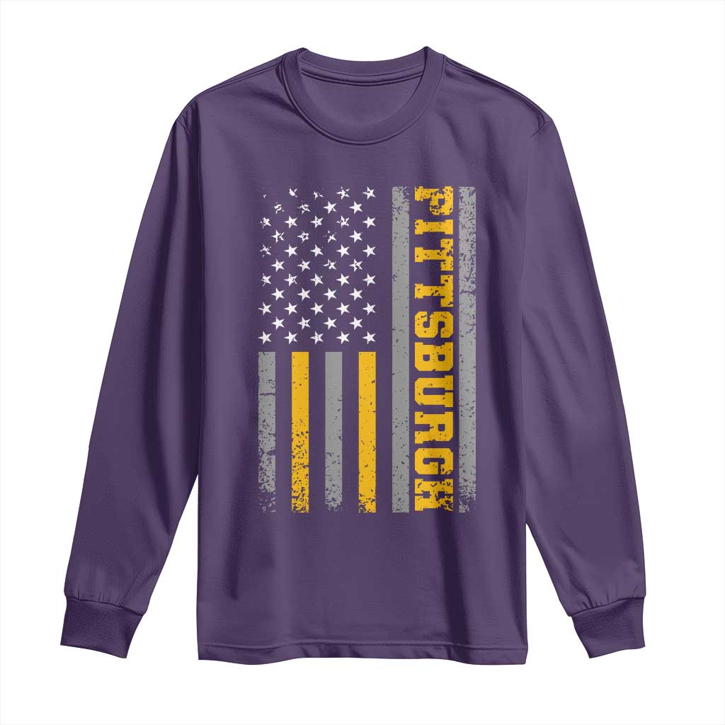 PFS Game Day Long Sleeve Shirt Retro Vintage USA Flag Patriotic American TS10 Purple Print Your Wear