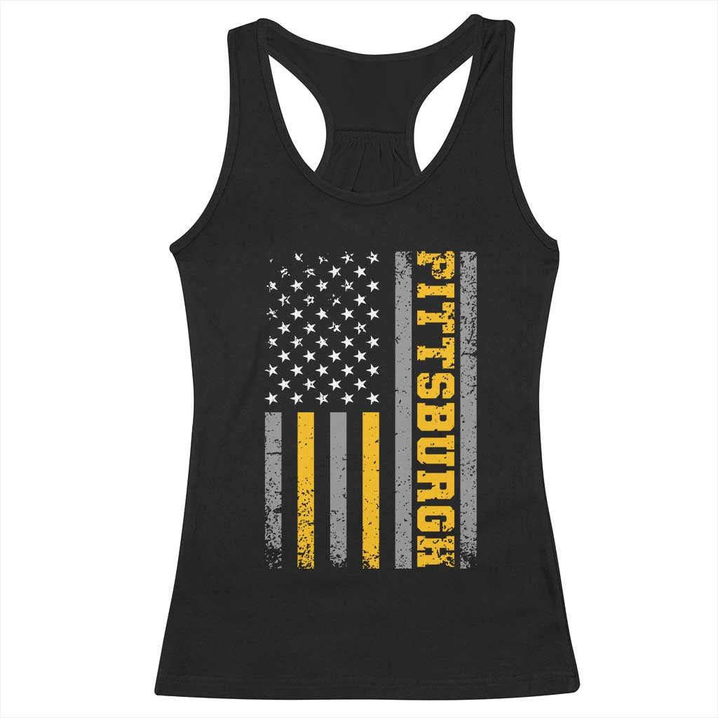 Pittsburgh Racerback Tank Top Retro Vintage USA Flag Patriotic American TS10 Black Print Your Wear