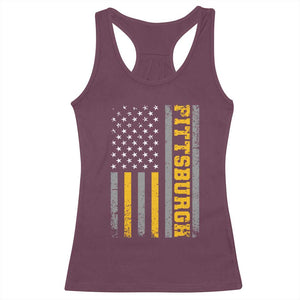PFS Game Day Racerback Tank Top Retro Vintage USA Flag Patriotic American TS10 Maroon Print Your Wear