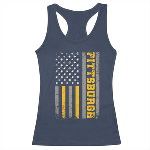 Pittsburgh Racerback Tank Top Retro Vintage USA Flag Patriotic American TS10 Navy Print Your Wear