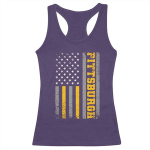 Pittsburgh Racerback Tank Top Retro Vintage USA Flag Patriotic American TS10 Purple Print Your Wear