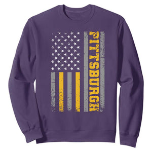 Pittsburgh Sweatshirt Retro Vintage USA Flag Patriotic American TS10 Purple Print Your Wear