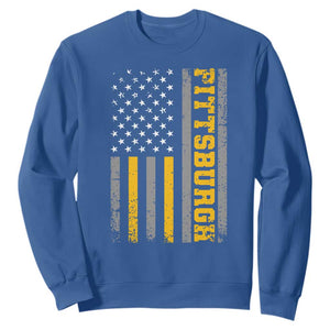 Pittsburgh Sweatshirt Retro Vintage USA Flag Patriotic American TS10 Royal Blue Print Your Wear