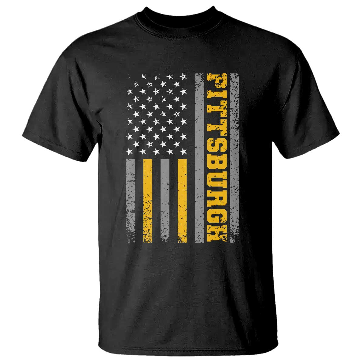 Pittsburgh T Shirt Retro Vintage USA Flag Patriotic American TS10 Black Print Your Wear