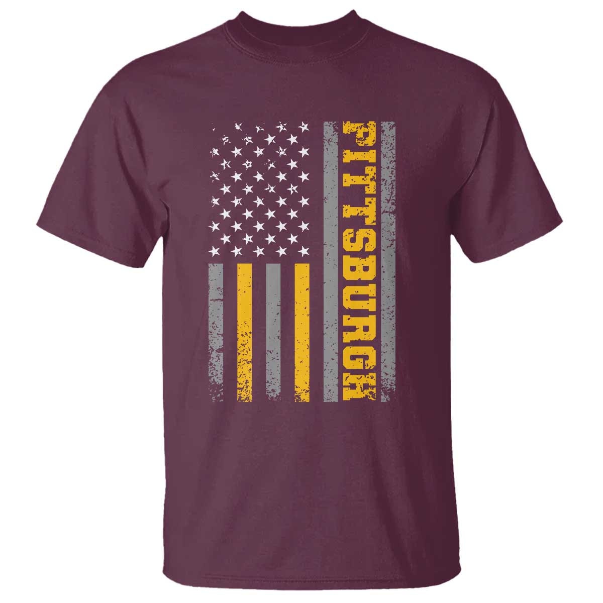 Pittsburgh T Shirt Retro Vintage USA Flag Patriotic American TS10 Maroon Print Your Wear