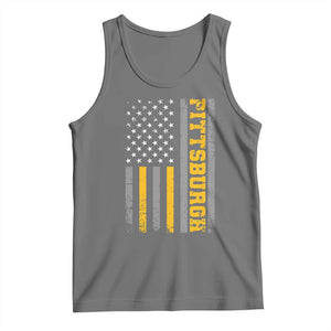 Pittsburgh Tank Top Retro Vintage USA Flag Patriotic American TS10 Black Heather Print Your Wear