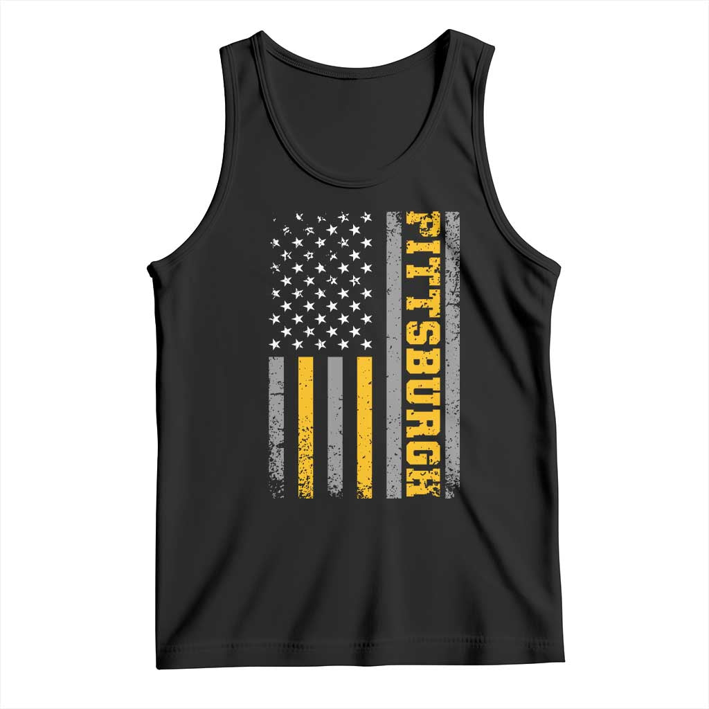 Pittsburgh Tank Top Retro Vintage USA Flag Patriotic American TS10 Black Print Your Wear