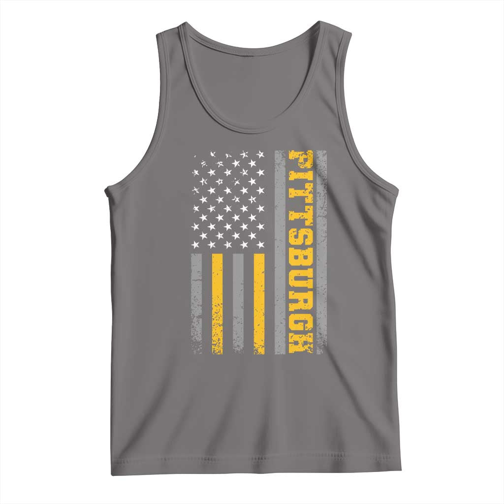 Pittsburgh Tank Top Retro Vintage USA Flag Patriotic American TS10 Deep Heather Print Your Wear