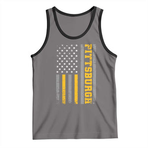 Pittsburgh Tank Top Retro Vintage USA Flag Patriotic American TS10 Deep Heather Black Print Your Wear