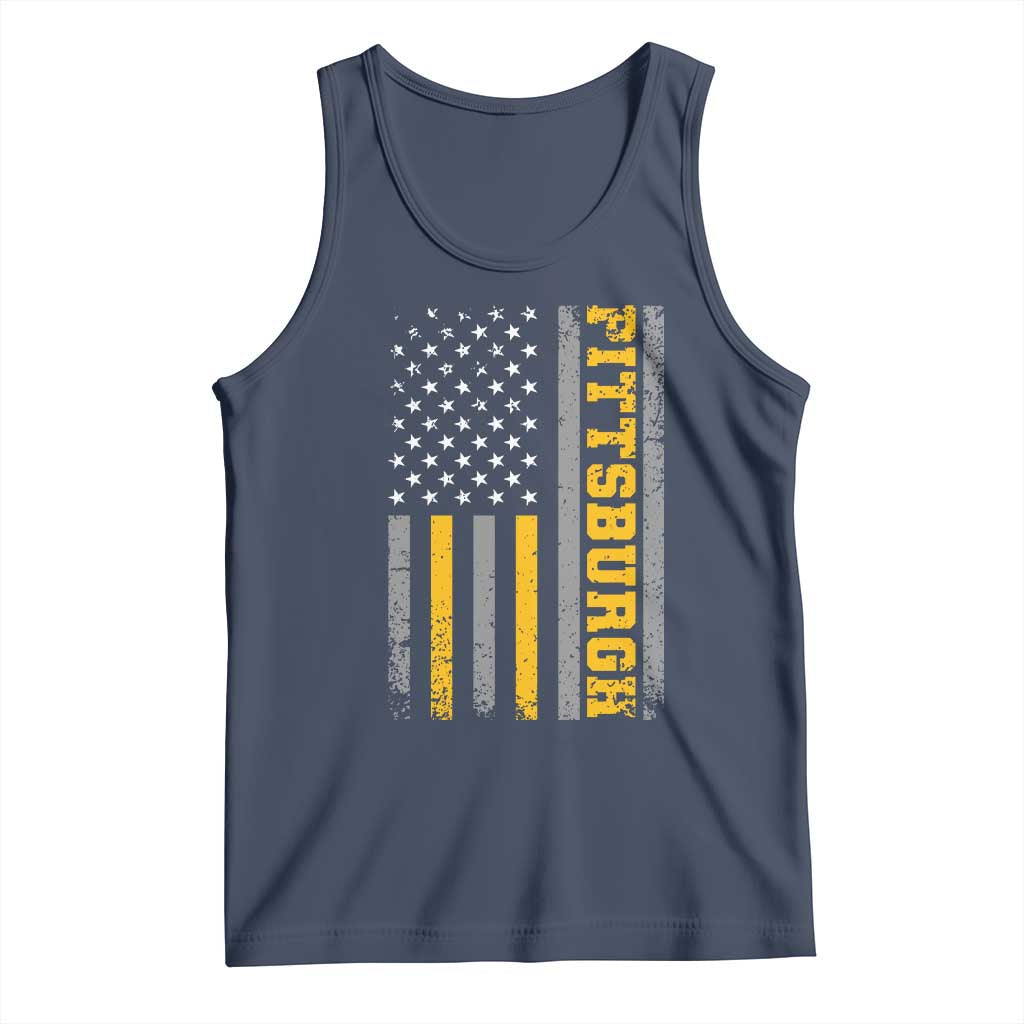PFS Game Day Tank Top Retro Vintage USA Flag Patriotic American TS10 Navy Print Your Wear