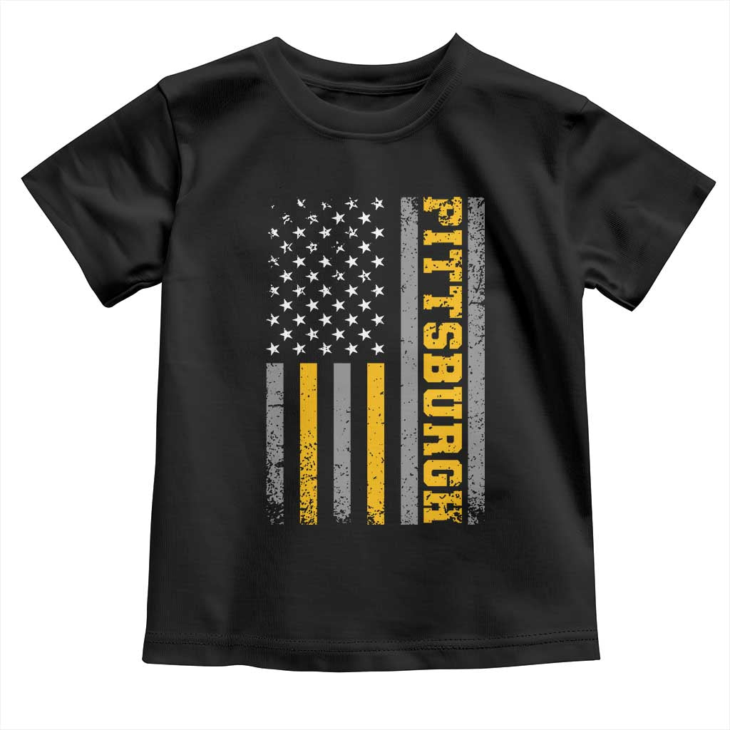 Pittsburgh Toddler T Shirt Retro Vintage USA Flag Patriotic American TS10 Black Print Your Wear