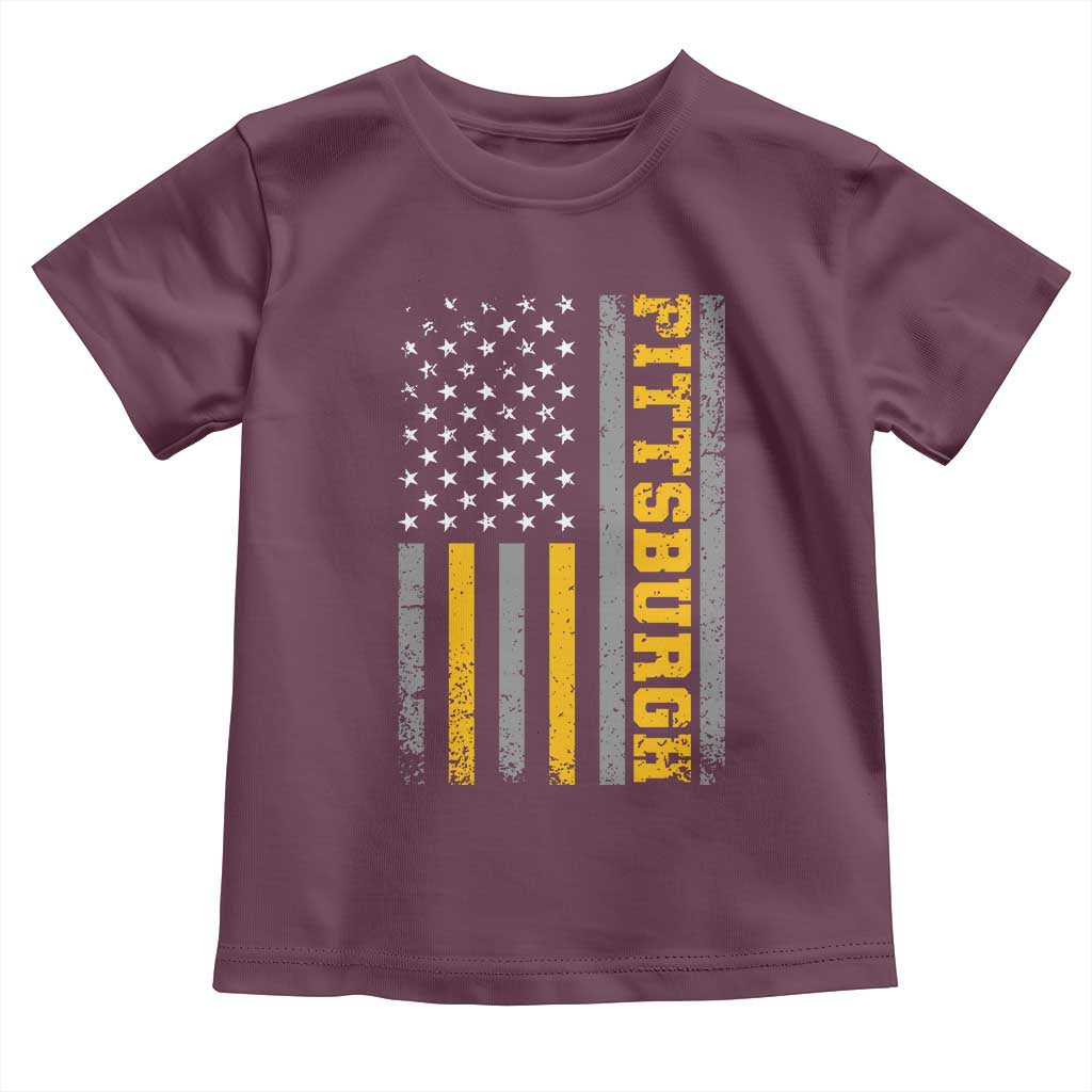 Pittsburgh Toddler T Shirt Retro Vintage USA Flag Patriotic American TS10 Maroon Print Your Wear