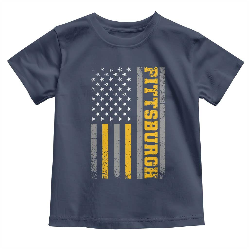 Pittsburgh Toddler T Shirt Retro Vintage USA Flag Patriotic American TS10 Navy Print Your Wear