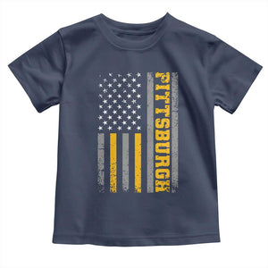 Pittsburgh Toddler T Shirt Retro Vintage USA Flag Patriotic American TS10 Navy Print Your Wear