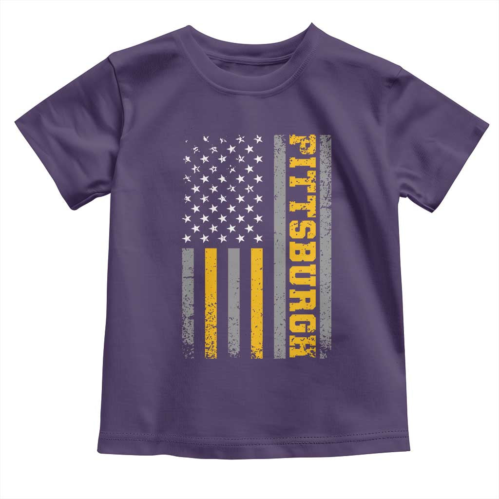 Pittsburgh Toddler T Shirt Retro Vintage USA Flag Patriotic American TS10 Purple Print Your Wear
