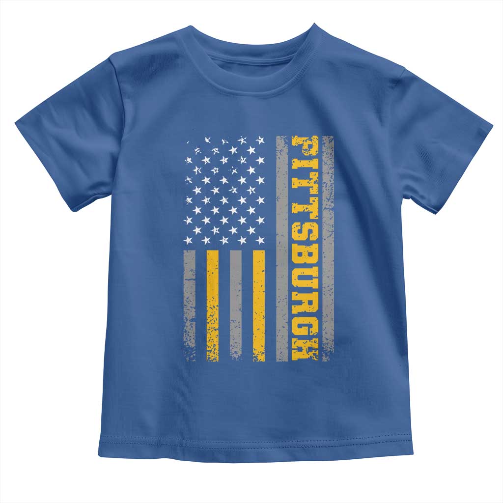 Pittsburgh Toddler T Shirt Retro Vintage USA Flag Patriotic American TS10 Royal Blue Print Your Wear