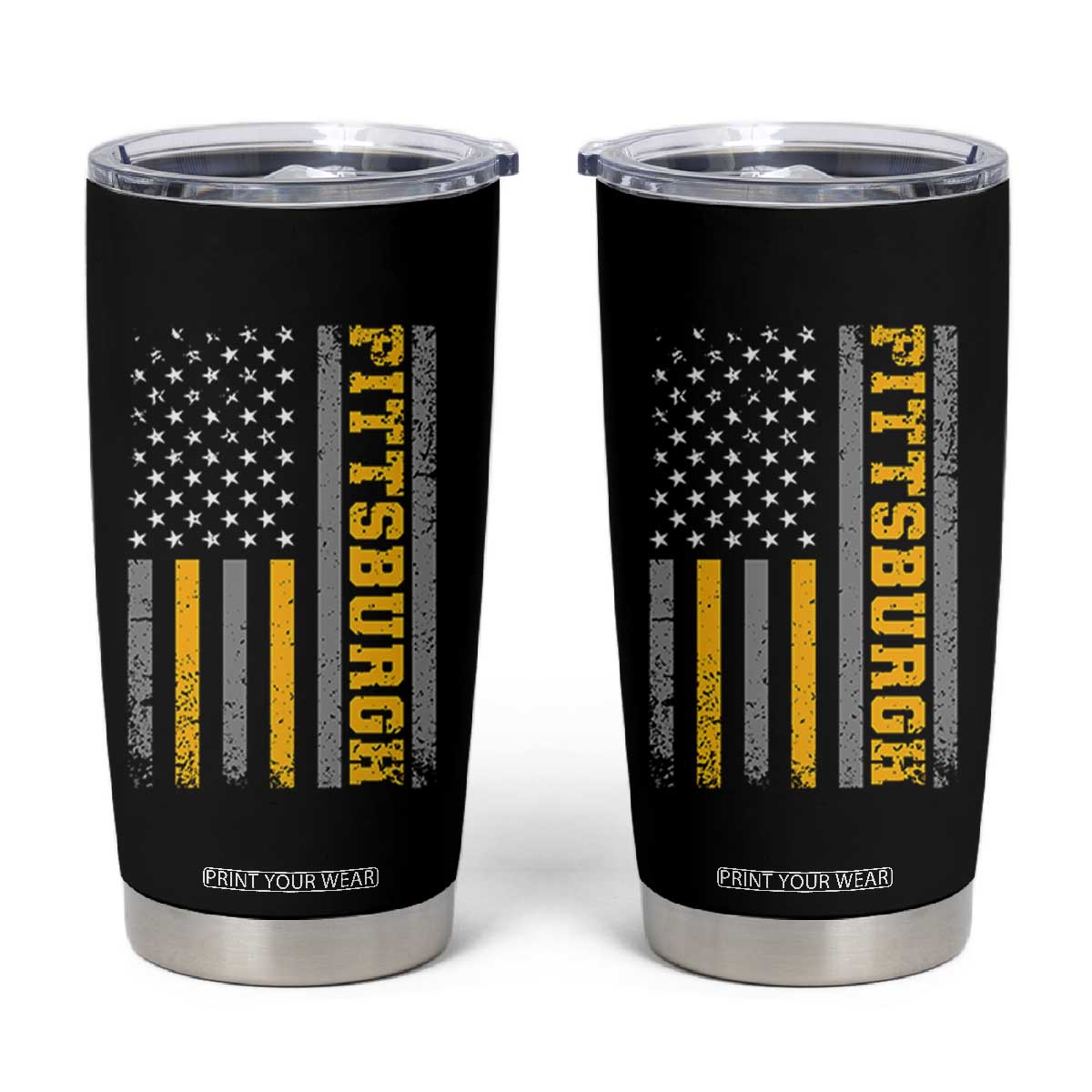 Pittsburgh Tumbler Cup Retro Vintage USA Flag Patriotic American TS10 Black Print Your Wear