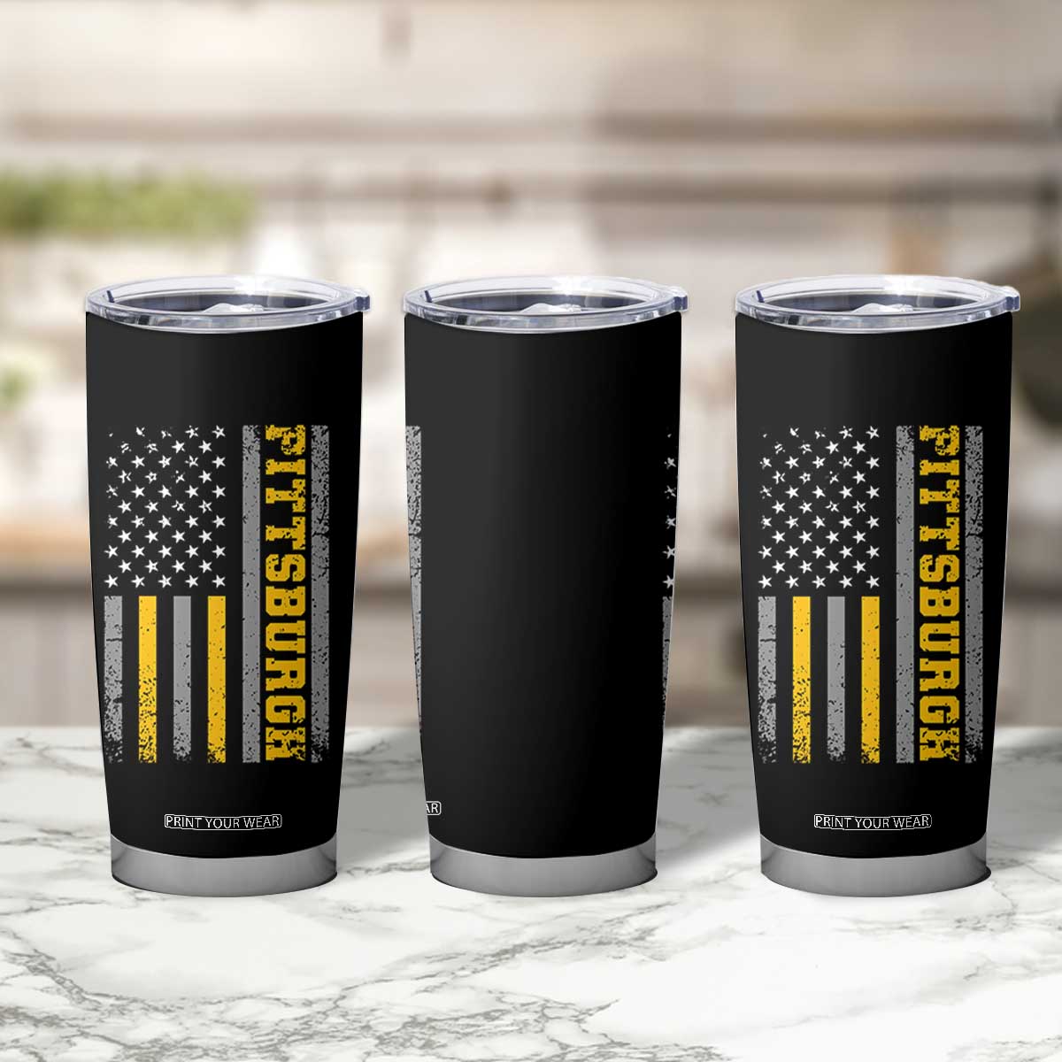 Pittsburgh Tumbler Cup Retro Vintage USA Flag Patriotic American TS10 Print Your Wear