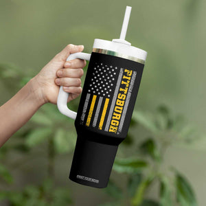 PFS Game Day Tumbler With Handle Retro Vintage USA Flag Patriotic American TS10 Print Your Wear