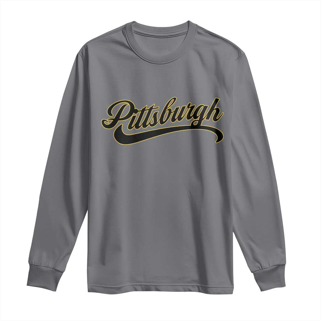 Pittsburgh Long Sleeve Shirt Classic Retro Vintage Pennsylvania PA TS10 Charcoal Print Your Wear