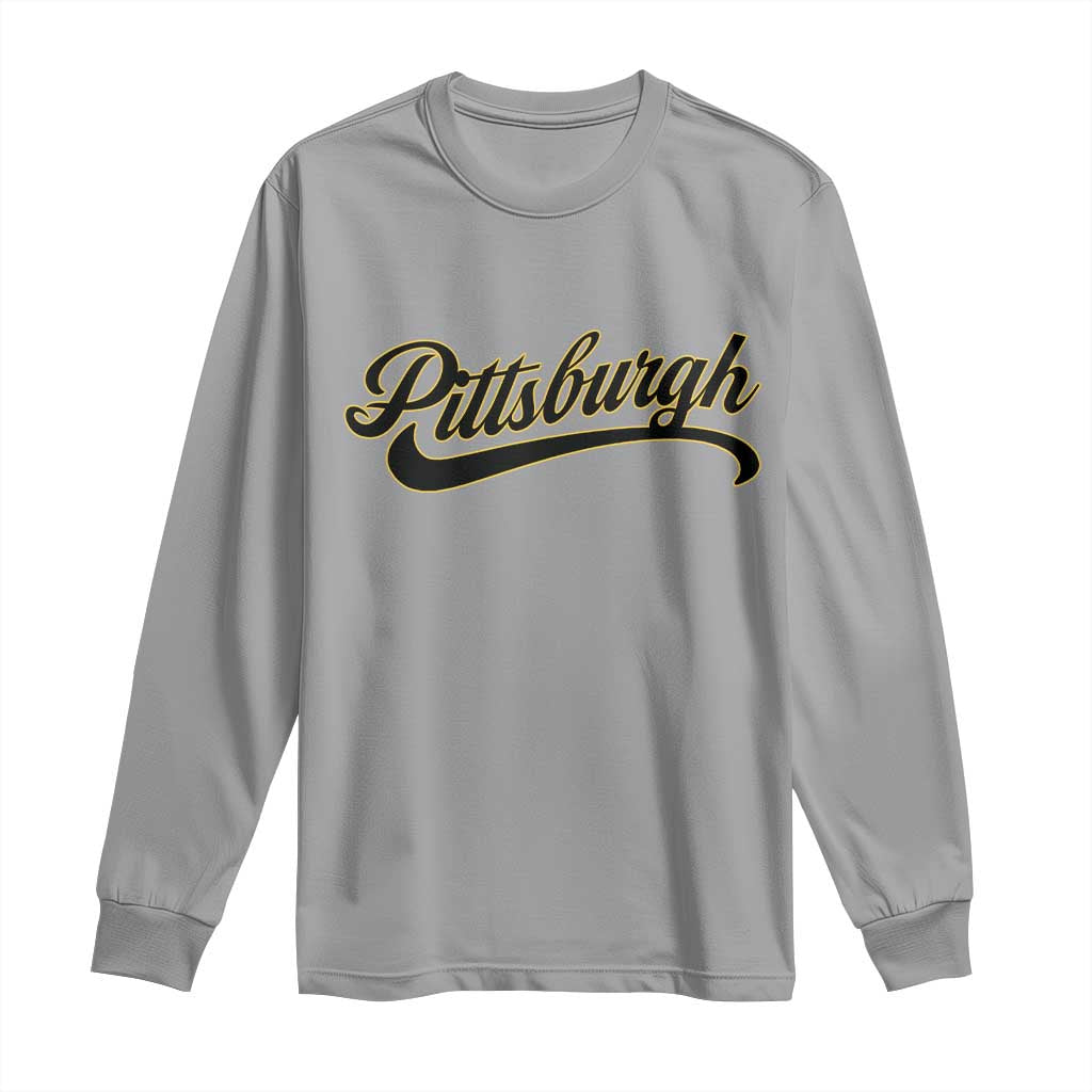 Pittsburgh Long Sleeve Shirt Classic Retro Vintage Pennsylvania PA TS10 Sport Gray Print Your Wear