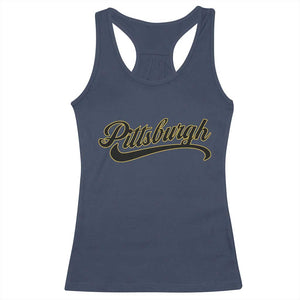 Pittsburgh Racerback Tank Top Classic Retro Vintage Pennsylvania PA TS10 Navy Print Your Wear