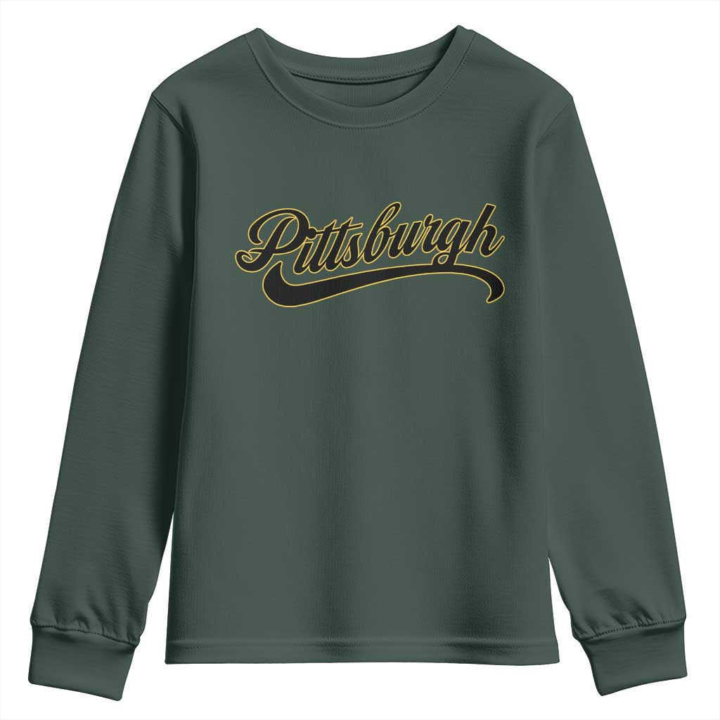 Pittsburgh Youth Sweatshirt Classic Retro Vintage Pennsylvania PA TS10 Dark Forest Green Print Your Wear