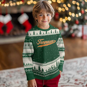 Vintage Tennessee Ugly Christmas Sweater Classic TN Orange Print Retro Vintage TS10 Forest Green Beige Print Your Wear