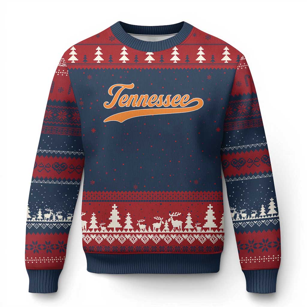 Vintage Tennessee Ugly Christmas Sweater Classic TN Orange Print Retro Vintage TS10 Navy Red Print Your Wear