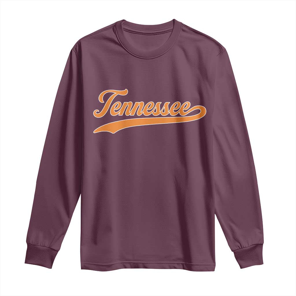 Vintage Tennessee Long Sleeve Shirt Classic TN Orange Print Retro Vintage TS10 Maroon Print Your Wear