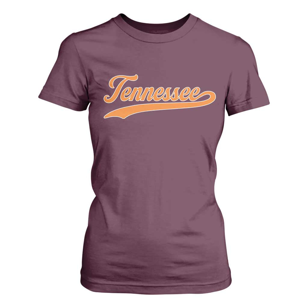 Vintage Tennessee T Shirt For Women Classic TN Orange Print Retro Vintage TS10 Maroon Print Your Wear
